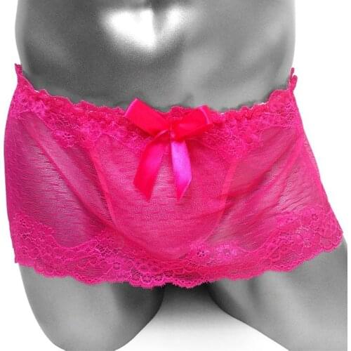 See Through Lace Panties With Pouch For Sissy Men Thong Underwear Skirted SexyLingerie Bikini G Strings Male Sissy Panties