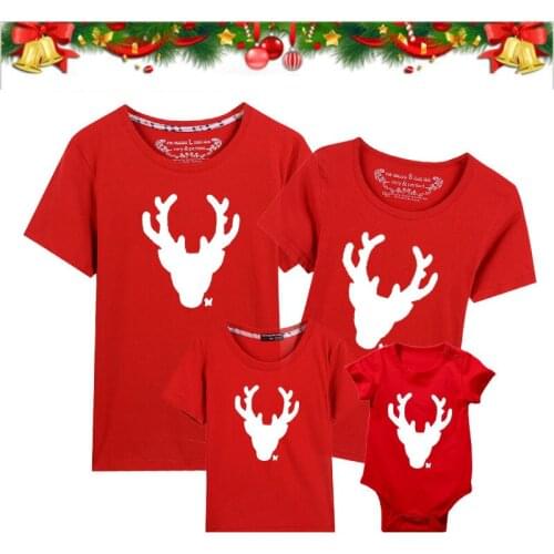 Christmas Father Mother Daughter Son Print Family Matching T-shirt Short Sleeve Family Look T-shirts Xmas Clothes Men Women Kids