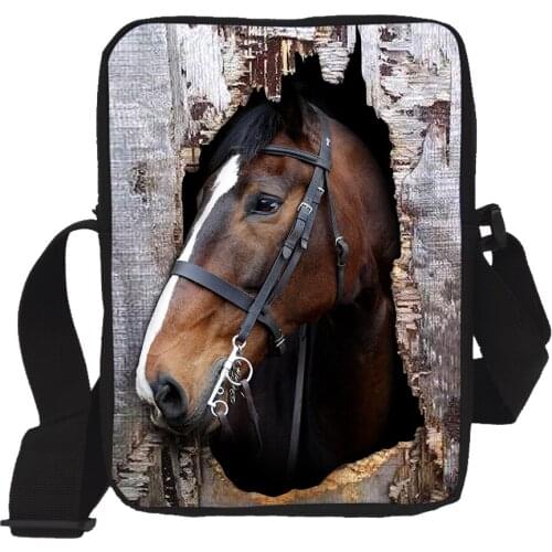 Men Messenger Bag 3D Crazy Animal Horse Print Travel Crossbody Handbag Children Gift Women Mini Shoulder Flap Bags High QualitY