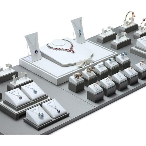 High-grade brushed PU leather jewelry counter display props window display stand Showcase suit sets of Taiwan can be customized