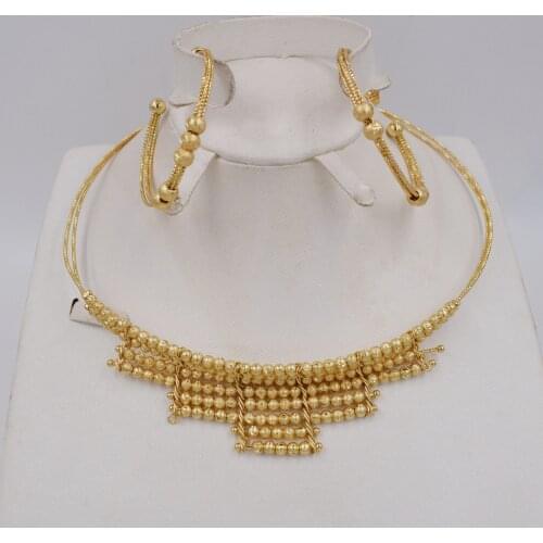 High Quality Dubai Gold color Jewelry Set For Women african beads jewlery fashion necklace set earring jewelry