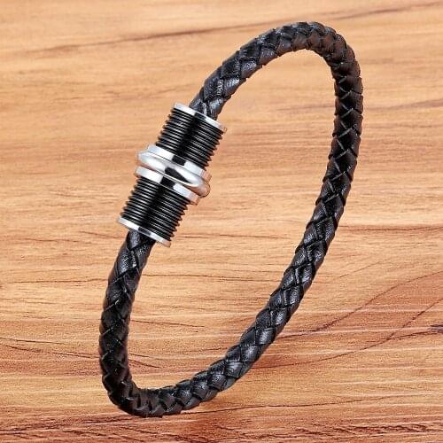 XQNI 11.11 Multi-color Select Magnet Buckle Mens Neutral Stainless Steel Leather Bracelet Hommes Accessories For Beauty Gift