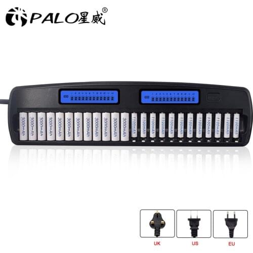 PALO 24 Slots Charger LCD Display Quick Intelligent Smart Battery Charger for 1.2V Ni-MH AA AAA Rechargeable Batteries