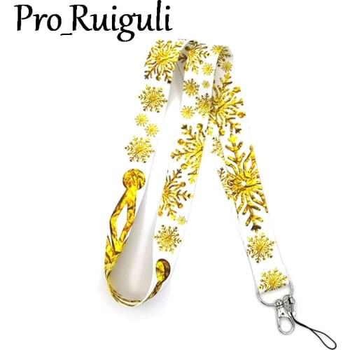 30pcs Golden snowflake women vintage cartoon funny Neck Strap Lanyards ID badge card holder keychain Mobile Phone Strap Gifts