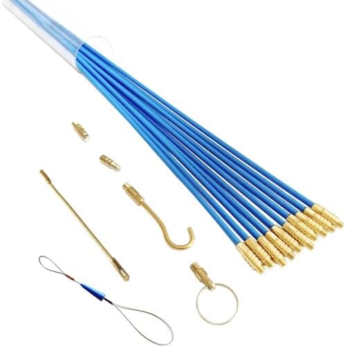 10pcs Blue Electrical Wall Pull Push Fish Tape Coaxial Conduit Connectable Wire For Installing Portable Fiberglass Running Cable