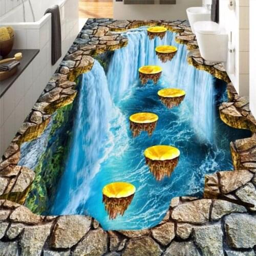Beibehang Custom floor painting 3d large-scale thrilling gold plum pile floor living room hotel mall floor decoration painting
