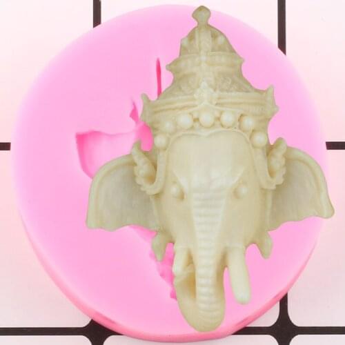 3D Craft Elephant Head Silicone Mold Fondant Cake Decorating Tools Resin Clay Soap Candle Molds Candy Chocolate Gumpaste Mould