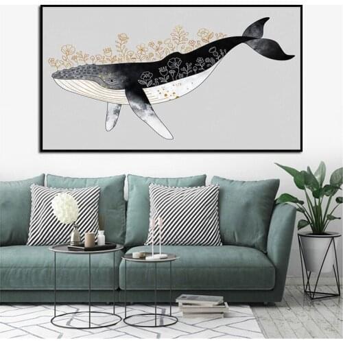 Cartoons Whale Abstract Modern Wall Art Canvas Painting Nordic Posters And Prints Wall Pictures For Living Room Home Decor