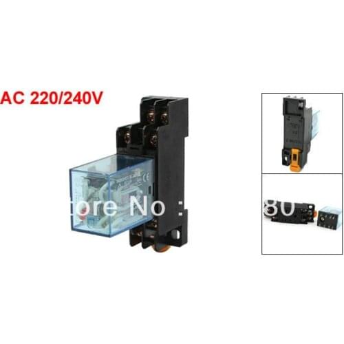 AC 220/240V Coil DIN Rail Mount General Purpose Power Relay MY2NJ 8 Pin DPDT 2P2T w Base Socket