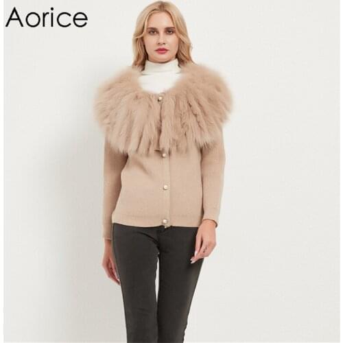 Aorice women real fox fur coat jacket 2020 Ins hot lady female girl winter sweater parka CT044