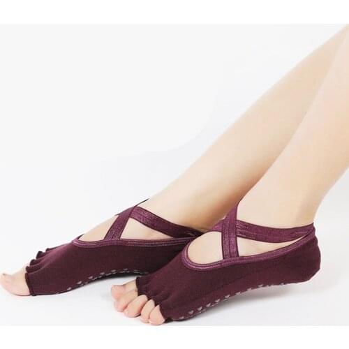 Pointe Exercise Socks Autumn And Winter Cotton Yoga Socks Cross Belt Non-Slip Glue Stockings Five-Finger Socks