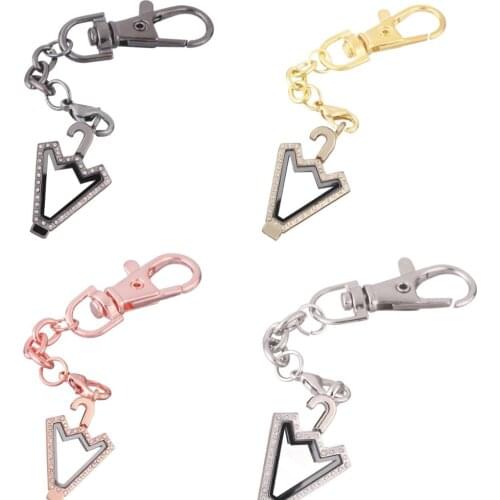 1pcs Umbrella shape Rhinestone Alloy Floating charm Locket Keychain with Lobster clasp DIY twist memory Glass locket Key chain