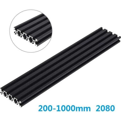 Black 200-1000mm 2080 V-groove aluminum profile extrusion frame, used for CNC laser engraving machine 3D printer woodworking DIY