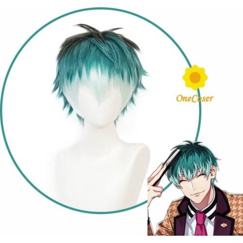 Division Rap Battle Hypnosis MIC DRB Sasara Nurude Cosplay Short Green Wig Heat-resistant Fiber Hair + Wig Cap Party Role Play