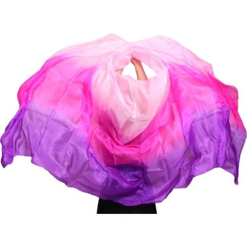 Design 100% real silk belly dance veil, cheap dance veils,tari perut kostum veil wholesale 250 270*114cm Pink+rose red+purple