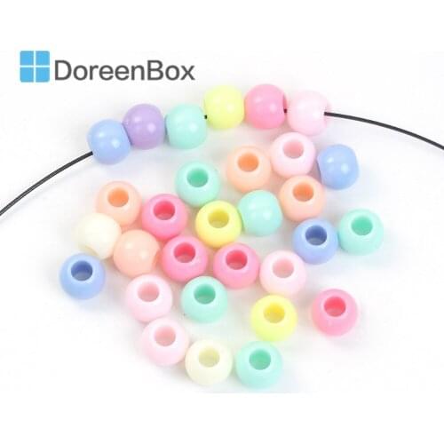 Doreen Box hot- 100Pcs Mixed Multicolour Acrylic Beads Fit Charm Bracelet 11x9mm (B02949)