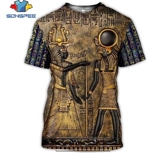 SONSPEE Ancient Egypt Eye of Horus God Mens T Shirt 2020 Casual Short Sleeve 3D Print Egyptian Symbol Men Tees Tops Shirts