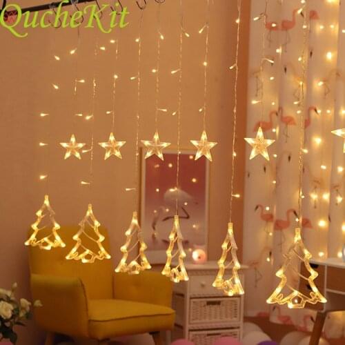 3M LED Christmas Tree/Sika/Deer/Star/Love Icicle Fairy String Curtain Ligth Christmas Fairy Decorative Light Wedding Party Decor