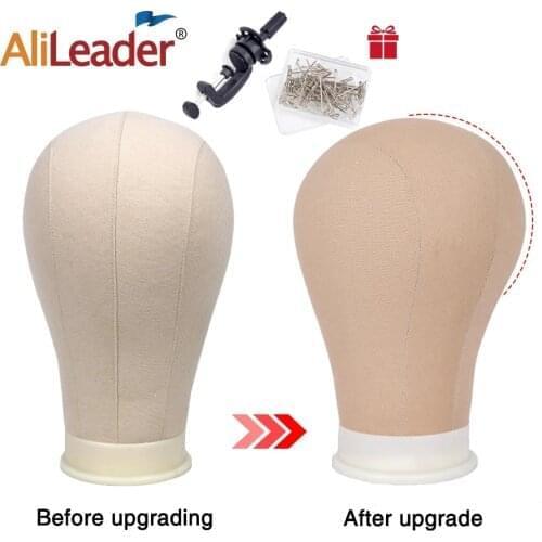 Alileader 20.5"21"22"22.5"23"24" Training Mannequin Head Canvas Block Head Display Styling Mannequin Manikin Head With Wig Stand