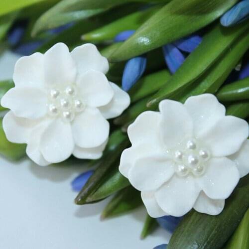 Korean Fashion White Flower Pearl Earring For Women Bohemian Elegant Style Bijoux Dress Accessories Brincos 2018 Summer Jewelry