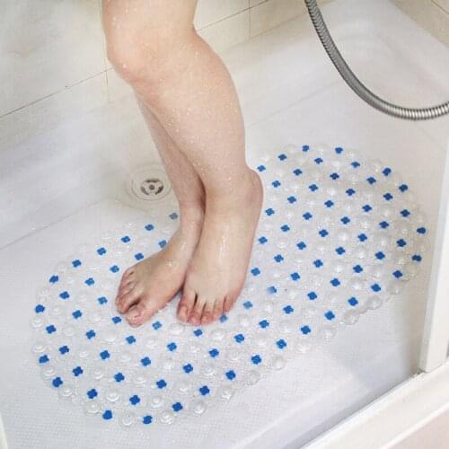 Non-slip Bathroom Mat PVC Suction Cup Bathroom Shower Green Blue Plastic Floor Mat Color Dot Bead Massage Mat 38cm X68cm 1 Piece