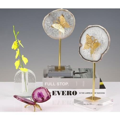 Brass Butterfly Statue Animal Figurine Creativity Home Accessories Home Decor Home Agate Figurines Office Decoration Gift