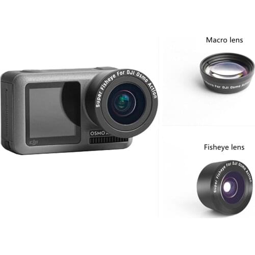 Fisheye Lens Macro Lens for DJI OSMO Action Optical Glass Anti-shake Portable HD Protection 15X Zoom Sports Camera Accessories