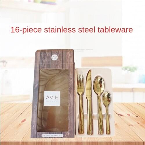16 Piece Stainless Steel Tableware Set Knife Fork Spoon Dinner Set Nordic Table Cutlery Set Kitchen Device Sets Zero Waste Gift