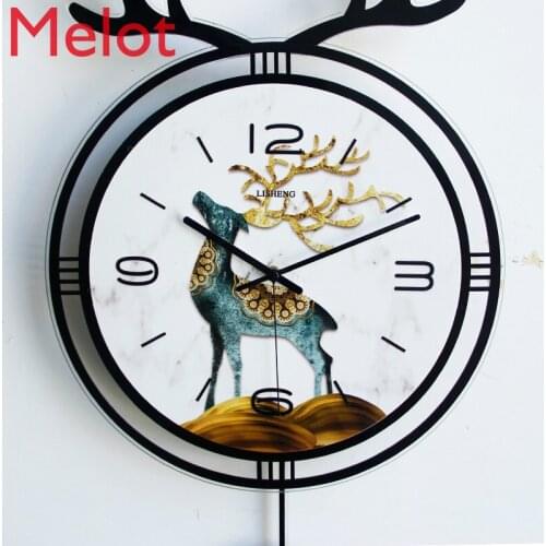 Deer Head Wall Clock Clock Living Room Mute Simple and Light Luxury Household Clock Wall Decoration Radio Wave Avant-garde Art