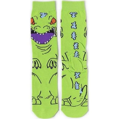 LT858 1 pair Dinosaur Personalise Reptar Men Cotton Socks Clown Famous Horror Movie Socks Unisex Funny Novelty Socks