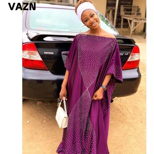 VAZN New 2020 Dubai Indonesia Dresses Indian Arabic Clothing Sexy Shinny Young Lady Maxi Dress