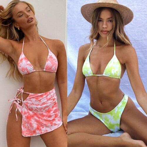 New Sexy Triangle Push Up Bikini Set String Bikinis Women Three Piece Swimsuit Swimdress Bandage Swimwear Bathing Suit Beachwear
