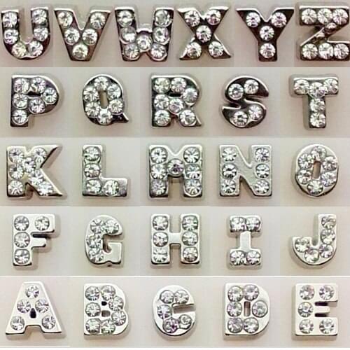 26pcs/lot Wholesale high quality mix crystal letter charms diy A-Z alphabet floating Memory Charm for living glass locket