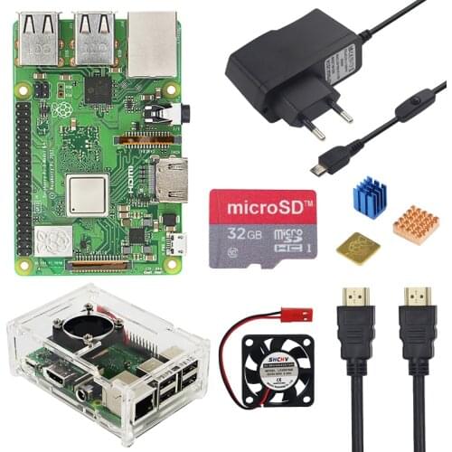 Raspberry Pi 3 Model B+ Plus Kit 32GB SD Card + Fan + 3A Switch Power Adapter+ Heat Sink + HDMI Cable for Raspberry Pi 3 B