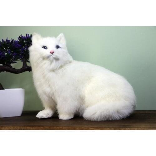 Real life toy lovely white Persian cat polyethylene& furs cat model about 24x15x22cm home decoration props,toy gift d0188
