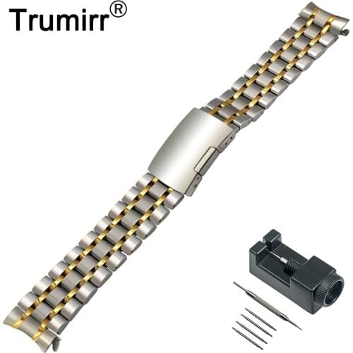 Curved End Stainless Steel Watchband +Tool for Orient Frederique Constant Jacques Lemans Watch Band Wrist Strap 18mm 20mm 22mm