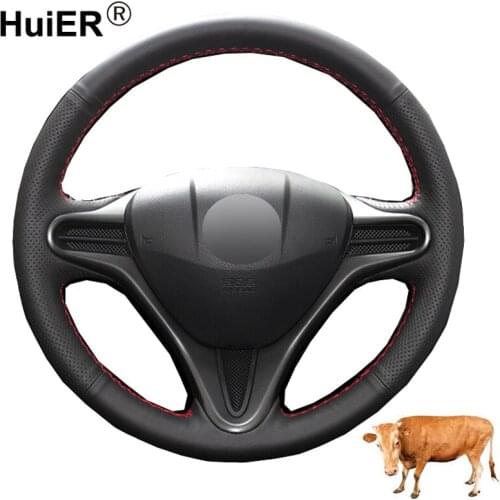 Hand Sewing Car Steering Wheel Cover Top Cow Leather For Honda Fit 2009-2013 City 2009-2013 Jazz 2009-2013 Insight 2010 - 2014