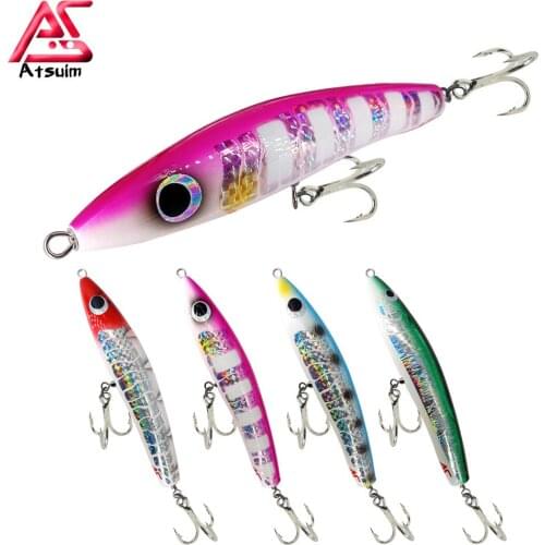 AS Trolling Pencil Swim Stickbait TopWater Lure Fishing 65g120g Wooden GT Tuna Artificial Floating Long Casting Wobblers