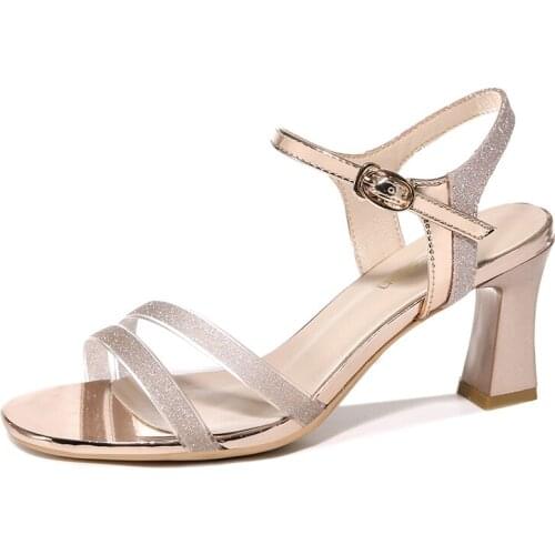 Open-Toed Thick-Heeled Summer Sandals, Flat Buckle Solid Color Shoes For Women, WomenS Platform Shoes