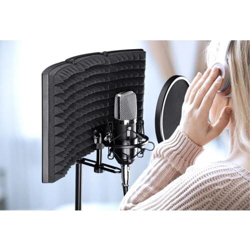 45x30cm Foldable Microphone Isolation Shield Studio Recording Studio Isolator Foam Acoustic Panels Noise-Absorbing Enclosure