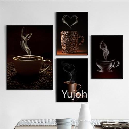 Modern Black Coffee Bean Canvas Posters and Prints Coffee Cup Simple Painting Wall Art Nordic Kitchen Home Decor Modular Picture