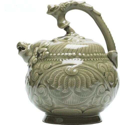 TT History Museum Cultural and Creative Celadon Glaze Lifting Handle Inverted Pot Decoration Souvenir Gift Box