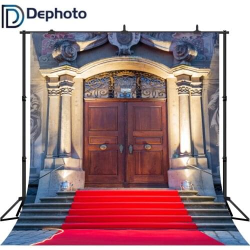 DePhoto Old Palaces Door Red Carpet Photography Backgrounds Vinyl Customizable Photography Backdrops Props For Photo Studio