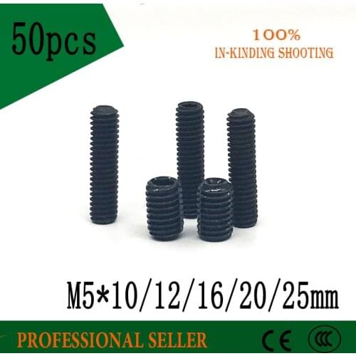 50PCS M5*10/12/16/20/25/30mm Black Inner Hexagon Hex Socket Cup End M Top Thread Headless Screw Bolt