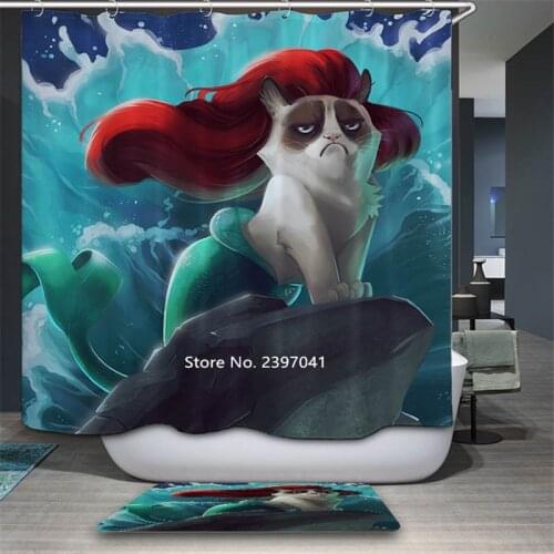 Mermaid Skull Head Vintage Nordic Air Shower Curtain Toilet Bathroom Partition Curtain Waterproof and Mildew Proof with Hook