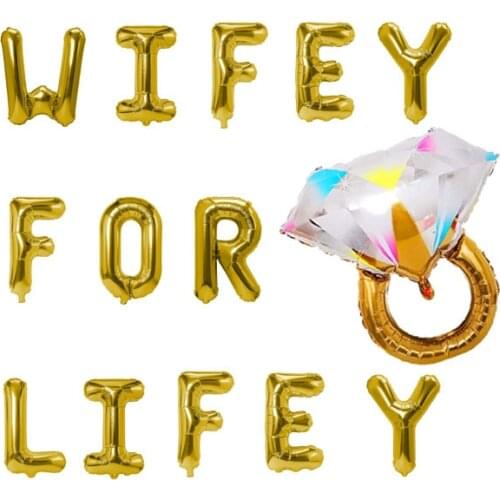 Bridal Shower Balloons Bachelorette Party Decor Wifey for Lifey Foil Letter Balloons Hanging Banner Diamond Ring Foil Balloon