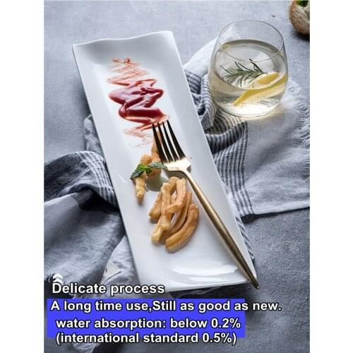 Japanese Style Good-looking Ceramic Rectangle Sushi Dishes Plate Strip Square Oven Tableware Household Fruit Dessert Food Plate