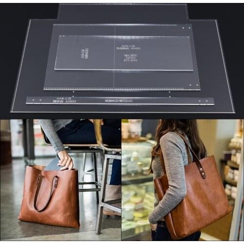 Handmamde Woman Handbag Acrylic Template Leather Pattern DIY Hobby Leathercraft Sewing Pattern Stencils 37x32x12cm
