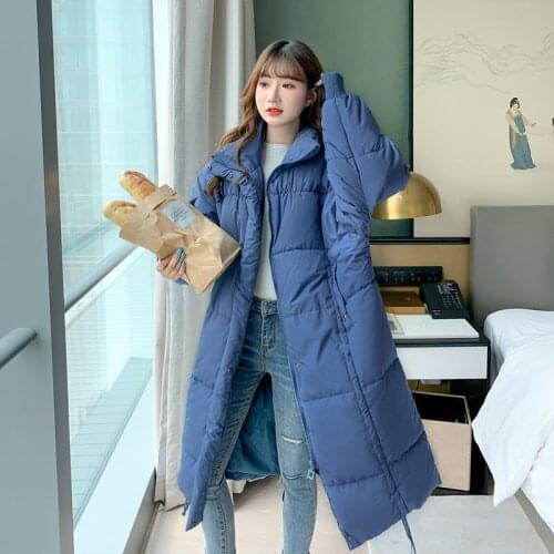 Herstory Winter New Korean Fashion Long Coat Womens Clothing Loose Warm Thick Black Parkas Vintage Female Oversized Outwears