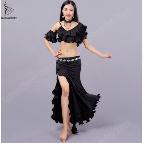 Women Belly Dance Oriental Dance Costumes Practice Clothes Top Skirt Performance Bellydance Long Skirt Dress Girls